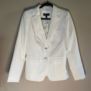 J. Crew Rhodes White Linen Single Breasted Blazer 6 NEW Gold Button Jacket